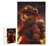Teenagers Jigsaw Puzzles 1000 PCS Brave Firefighter Bear Jigsaw for Adults Relaxing Games Hand Speed Race Challenging To Complete 1000 PCS