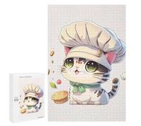 Teenagers Jigsaw Puzzles 1000 PCS Cat Chef Cute Puzzles for Adults Family Game Perfect Decoration Challenging To Complete 1000 PCS