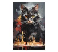 Teenagers Jigsaw Puzzles 1000 PCS Cat Chess Master Painting Teenagers Puzzles Hands-on Game Home Decoration Great Gift for Gaming 1000 PCS