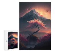 Teenagers Jigsaw Puzzles 1000 PCS Cherry Blossom Mountain Sunset Adult Jigsaw Relaxing Games Difficult Challenge Educational Challenge 1000 PCS