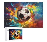 Teenagers Jigsaw Puzzles 1000 PCS Colorful Soccer Ball Artwork -7 Puzzles for Adults Hands-on Game Hand Speed Race Educational Challenge 1000 PCS