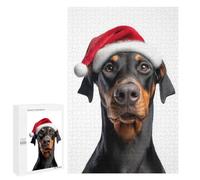 Teenagers Jigsaw Puzzles 1000 PCS Doberman Dog Christmas Portrait Adult Jigsaw Relaxing Games Difficult Challenge Educational Challenge 1000 PCS