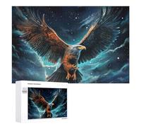 Teenagers Jigsaw Puzzles 1000 PCS Eagle Soaring Through Starry Sky Puzzles for Adults Hands-on Game Hand Speed Race Educational Challenge 1000 PCS