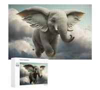 Teenagers Jigsaw Puzzles 1000 PCS Elephant Soaring Through Clouds Puzzles for Adults Hands-on Game Hand Speed Race Educational Challenge 1000 PCS