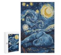 Teenagers Jigsaw Puzzles 1000 PCS Elephant Under Starry Night Sky Jigsaw for Adults Relaxing Games Hand Speed Race Challenging To Complete 1000 PCS