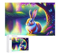 Teenagers Jigsaw Puzzles 1000 PCS Enchanted Forest Rabbit Puzzles for Adults Hands-on Game Hand Speed Race Educational Challenge 1000 PCS