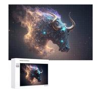 Teenagers Jigsaw Puzzles 1000 PCS Galactic Bull Cosmic Artwork -3 Puzzles for Adults Hands-on Game Hand Speed Race Educational Challenge 1000 PCS