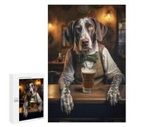 Teenagers Jigsaw Puzzles 1000 PCS German Pointer in The Pub Jigsaw for Adults Relaxing Games Hand Speed Race Challenging To Complete 1000 PCS