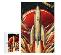Teenagers Jigsaw Puzzles 1000 PCS Golden Rocket Launch Adult Jigsaw Puzzle Relaxing Games Wall Decoration Great Gift for Gaming 1000 PCS