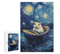 Teenagers Jigsaw Puzzles 1000 PCS Hamster in Starry Night Jigsaw for Adults Relaxing Games Hand Speed Race Challenging To Complete 1000 PCS