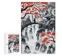 Teenagers Jigsaw Puzzles 1000 PCS Japanese Bridge Ink Wash Jigsaw for Adults Relaxing Games Hand Speed Race Challenging To Complete 1000 PCS