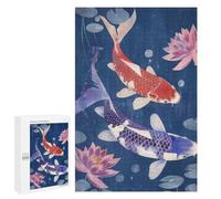 Teenagers Jigsaw Puzzles 1000 PCS Koi Fish Japan Painting Jigsaw for Adults Relaxing Games Hand Speed Race Challenging To Complete 1000 PCS
