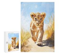 Teenagers Jigsaw Puzzles 1000 PCS Lion Cub Walking Adult Jigsaw Relaxing Games Difficult Challenge Educational Challenge 1000 PCS