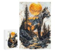 Teenagers Jigsaw Puzzles 1000 PCS Lynx Mountain Sunset Jigsaw for Adults Relaxing Games Hand Speed Race Challenging To Complete 1000 PCS