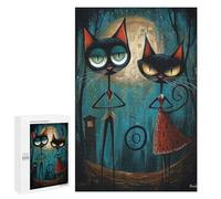 Teenagers Jigsaw Puzzles 1000 PCS Midnight Whiskers Steampunk Cat Duo Jigsaw for Adults Relaxing Games Hand Speed Race Challenging To Complete 1000 PCS