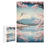 Teenagers Jigsaw Puzzles 1000 PCS Mount Fuji Cherry Blossoms Crane Puzzles for Adults Family Game Perfect Decoration Challenging To Complete 1000 PCS