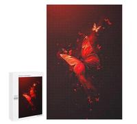 Teenagers Jigsaw Puzzles 1000 PCS Neon Red Butterflies Adult Jigsaw Relaxing Games Difficult Challenge Educational Challenge 1000 PCS