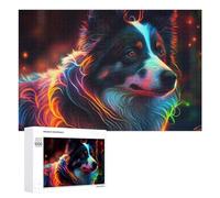Teenagers Jigsaw Puzzles 1000 PCS Neon Vibrant Dog Portrait -1 Puzzles for Adults Hands-on Game Hand Speed Race Educational Challenge 1000 PCS