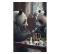 Teenagers Jigsaw Puzzles 1000 PCS Panda Bears Playing Chess Teenagers Puzzles Hands-on Game Home Decoration Great Gift for Gaming 1000 PCS