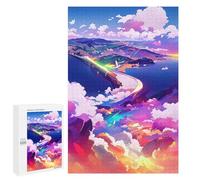 Teenagers Jigsaw Puzzles 1000 PCS Rainbow Bridge Over Clouds Puzzles for Adults Hands-on Game Hand Speed Race Educational Challenge 1000 PCS