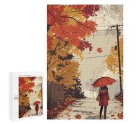 Teenagers Jigsaw Puzzles 1000 PCS Rainy Autumn Walk Jigsaw for Adults Relaxing Games Hand Speed Race Challenging To Complete 1000 PCS