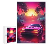 Teenagers Jigsaw Puzzles 1000 PCS Retro Synthwave Car Adult Jigsaw Relaxing Games Difficult Challenge Educational Challenge 1000 PCS