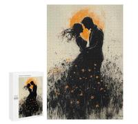 Teenagers Jigsaw Puzzles 1000 PCS Romantic Silhouette with Golden Glow And Wildflowers Puzzles for Adults Family Game Perfect Decoration Challenging To Complete 1000 PCS