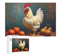 Teenagers Jigsaw Puzzles 1000 PCS Rooster with Pumpkins And Pears Puzzles for Adults Hands-on Game Hand Speed Race Educational Challenge 1000 PCS