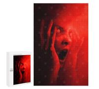 Teenagers Jigsaw Puzzles 1000 PCS Screaming Face in Red Jigsaw for Adults Relaxing Games Hand Speed Race Challenging To Complete 1000 PCS