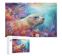 Teenagers Jigsaw Puzzles 1000 PCS Sea Lion in Coral Paradise Puzzles for Adults Hands-on Game Hand Speed Race Educational Challenge 1000 PCS