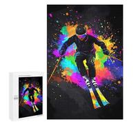 Teenagers Jigsaw Puzzles 1000 PCS Skier in Colorful Splash Jigsaw for Adults Relaxing Games Hand Speed Race Challenging To Complete 1000 PCS