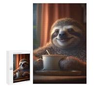Teenagers Jigsaw Puzzles 1000 PCS Sloth Morning Coffee Adult Jigsaw Relaxing Games Difficult Challenge Educational Challenge 1000 PCS