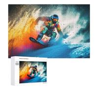 Teenagers Jigsaw Puzzles 1000 PCS Snowboarder in Action Colorful Motion Blur Puzzles for Adults Hands-on Game Hand Speed Race Educational Challenge 1000 PCS