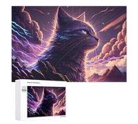 Teenagers Jigsaw Puzzles 1000 PCS Thundering Fantasy Cat Artwork -1 Puzzles for Adults Hands-on Game Hand Speed Race Educational Challenge 1000 PCS