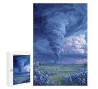 Teenagers Jigsaw Puzzles 1000 PCS Tornado over Bluebonnet Field Puzzles for Adults Relax Games But Fun And Humorous Challenging To Complete 1000 PCS