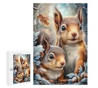 Teenagers Jigsaw Puzzles 1000 PCS Two Squirrels in Winter Wonderland Adult Jigsaw Puzzle Relaxing Games Wall Decoration Great Gift for Gaming 1000 PCS
