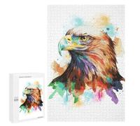 Teenagers Jigsaw Puzzles 1000 PCS Watercolor Bald Eagle Art Puzzles for Adults Relax Games But Fun And Humorous Challenging To Complete 1000 PCS