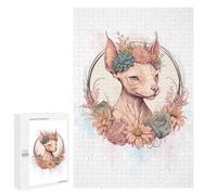 Teenagers Jigsaw Puzzles 1000 PCS Watercolor Sphynx Cat Adult Jigsaw Puzzle Relaxing Games Wall Decoration Great Gift for Gaming 1000 PCS