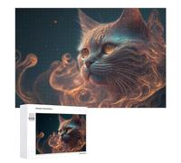 Teenagers Jigsaw Puzzles 1000 PCS Whimsical Cosmic Cat Portrait Puzzles for Adults Hands-on Game Hand Speed Race Educational Challenge 1000 PCS