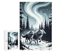 Teenagers Jigsaw Puzzles 1000 PCS Wolves Winter Forest Landscape Puzzles for Adults Family Game Perfect Decoration Challenging To Complete 1000 PCS