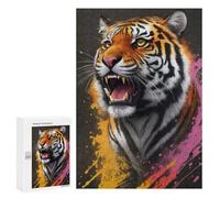 Teenagers Jigsaw Puzzles 300 PCS Angry Tiger Painting Adult Jigsaw Relaxing Games Difficult Challenge Educational Challenge 300 PCS