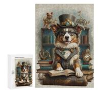 Teenagers Jigsaw Puzzles 300 PCS Australian Shepherd Doggy School Jigsaw for Adults Relaxing Games Hand Speed Race Challenging To Complete 300 PCS