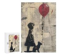 Teenagers Jigsaw Puzzles 300 PCS Banksy Girl Fox Balloon Adult Jigsaw Relaxing Games Difficult Challenge Educational Challenge 300 PCS