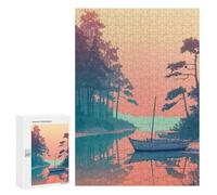 Teenagers Jigsaw Puzzles 300 PCS Boat on The River Adult Jigsaw Relaxing Games Difficult Challenge Educational Challenge 300 PCS