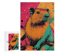 Teenagers Jigsaw Puzzles 300 PCS Capybara Pop Art Capybara Pop Art Illustration Vibrant Modern Animal Art Jigsaw for Adults Relaxing Games Hand Speed Race Challenging To Complete 300 PCS