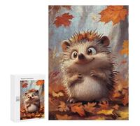 Teenagers Jigsaw Puzzles 300 PCS Cute Hedgehog in Autumn Adult Jigsaw Relaxing Games Difficult Challenge Educational Challenge 300 PCS