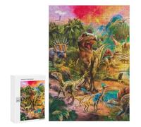 Teenagers Jigsaw Puzzles 300 PCS Dinosaur Paradise Prehistoric Scene Puzzles for Adults Hands-on Game Hand Speed Race Educational Challenge 300 PCS