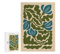 Teenagers Jigsaw Puzzles 300 PCS Elegant Blue Floral Illustration - Minimal Botanical Wall Art with Cool Tones Puzzles for Adults Family Game Perfect Decoration Challenging To Complete 300 PCS