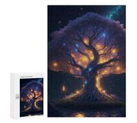 Teenagers Jigsaw Puzzles 300 PCS Enchanted Glowing Tree Adult Jigsaw Relaxing Games Difficult Challenge Educational Challenge 300 PCS