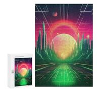 Teenagers Jigsaw Puzzles 300 PCS Ethereal Retrowave Fusion Jigsaw for Adults Relaxing Games Hand Speed Race Challenging To Complete 300 PCS